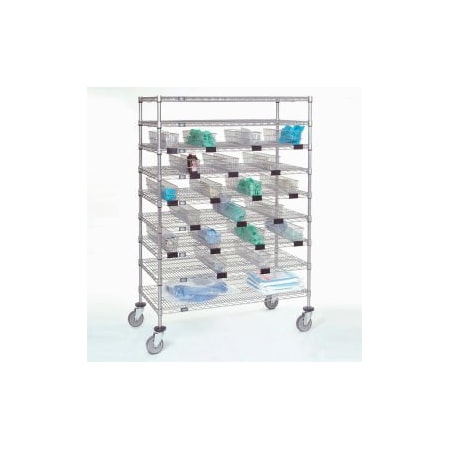 Global Equipment Nexel Chrome Catheter Cart with Baskets, 5" Swivel Casters (2 with Brakes), 48"W x 24"L x 68"H CCB77CB